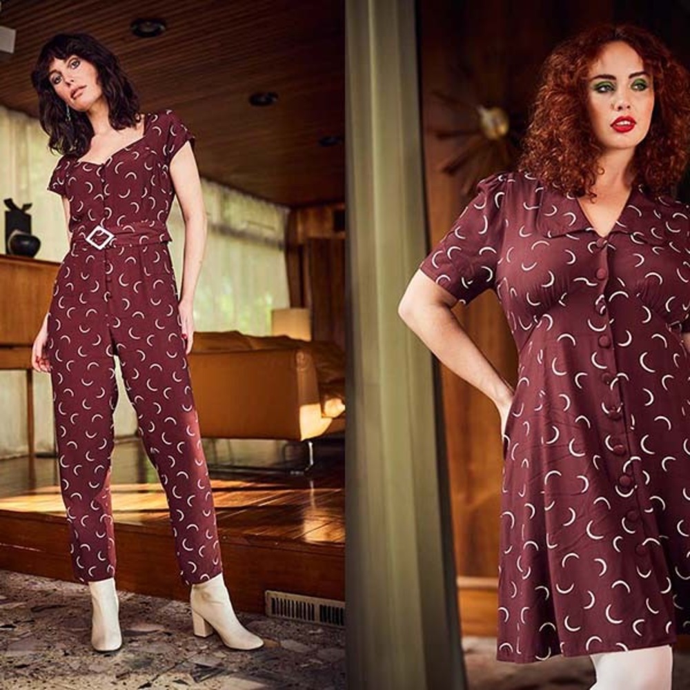 Joanie x Bus Stop 12 Maroon Dress with Collar